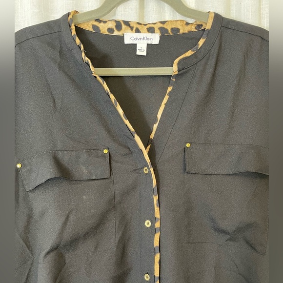 Calvin Klein Sheer button down blouse by size large - Picture 2 of 8